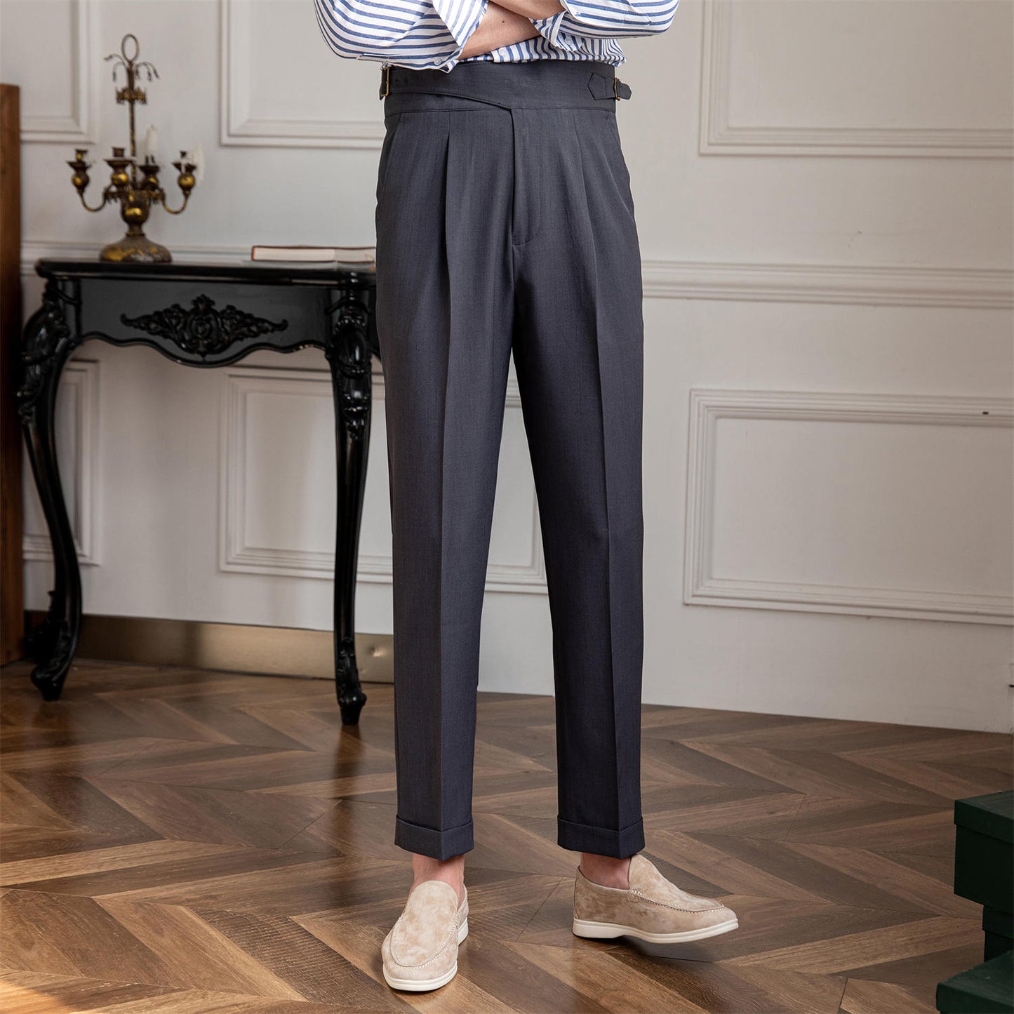 Thin High-waisted Straight-leg Pants With A Casual Drape
