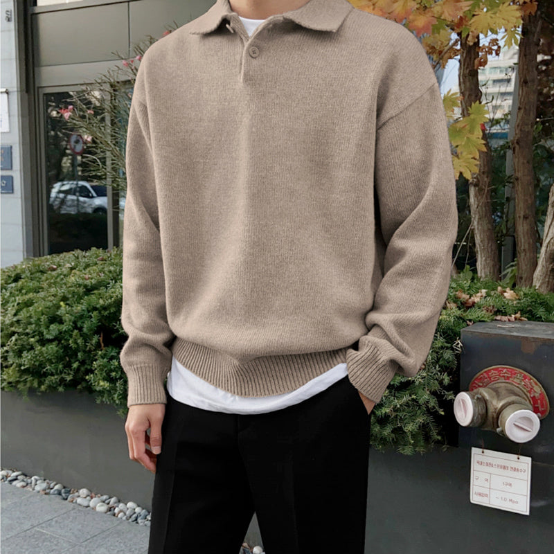 Men's Autumn Trendy Lapel Loose Lapel Sweater